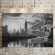 City Sunset Multi-Names Premium Canvas Poster